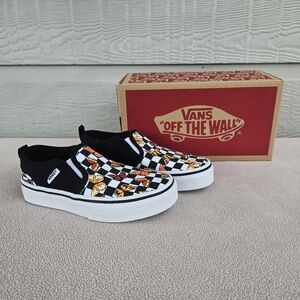Vans Asher Butterfly Checkerboard Slip On Shoe Toddler SZ 11 Monarch Black